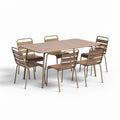 Eetset van Staal en Hout: Rect tafel met 6 stoelen