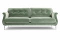 Moderne Groene Velours Bank met Gestructureerde Kussens en Strakke Beugels