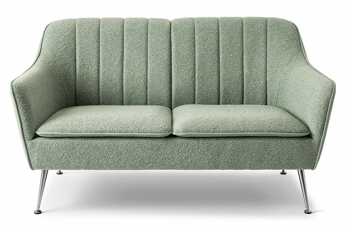 **Moderne Groene Sofa met Gestreept Ontwerp en Metalen Poten**
