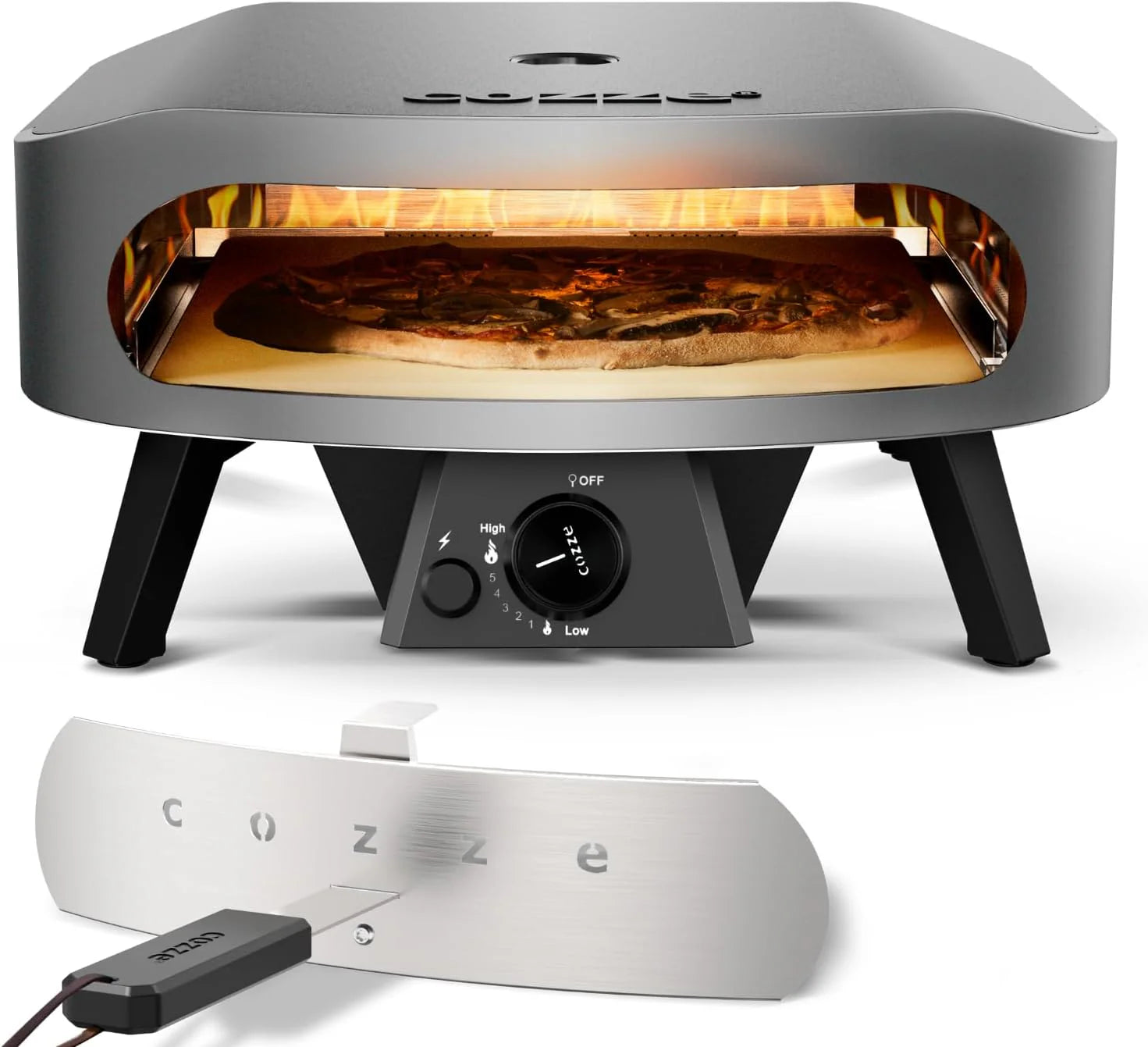 Cozze® | 17" CLASSIC Pizzaoven Gas 30mbar | Inclusief Cordierite Pizzasteen | Automatische Ontsteking | Thermometer | Grote Capaciteit