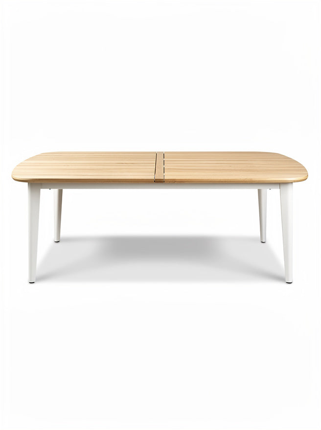 Technische titel: "Moderne uitklapbare houten tafel met metalen poten"